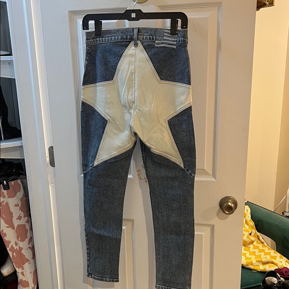 REVICE Blue and White Star Straight Leg Jeans